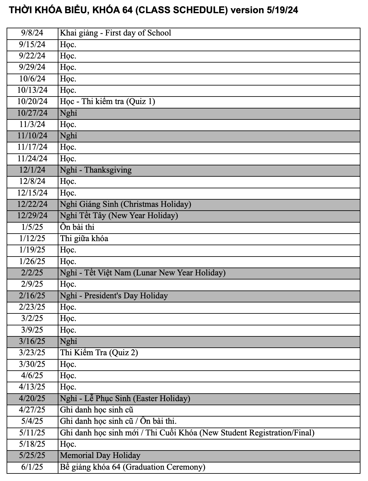 Calendar